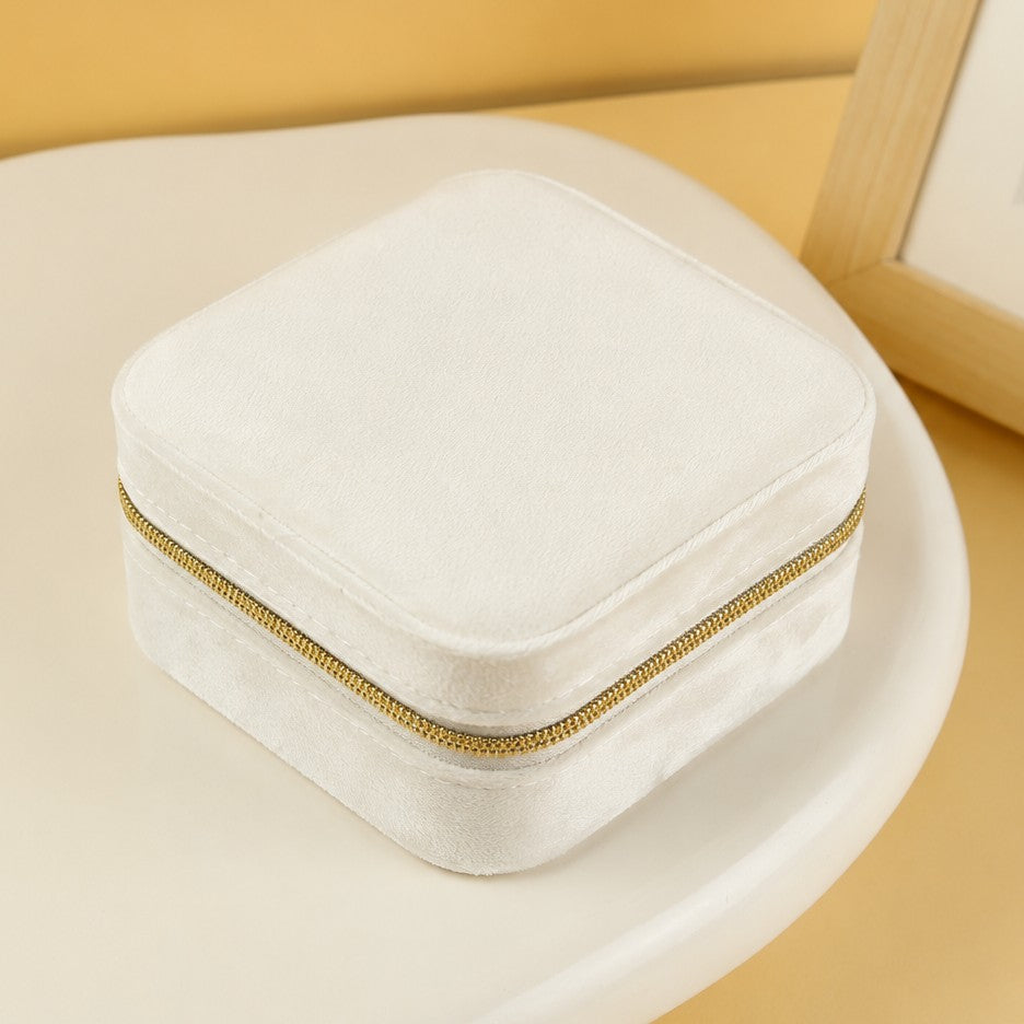 Off White Velvet Jewelry Organizer - Jewelry Box