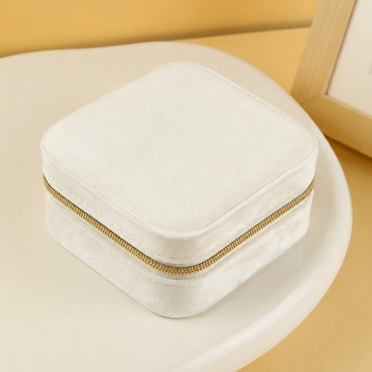 Off White Velvet Jewelry Organizer - Jewelry Box