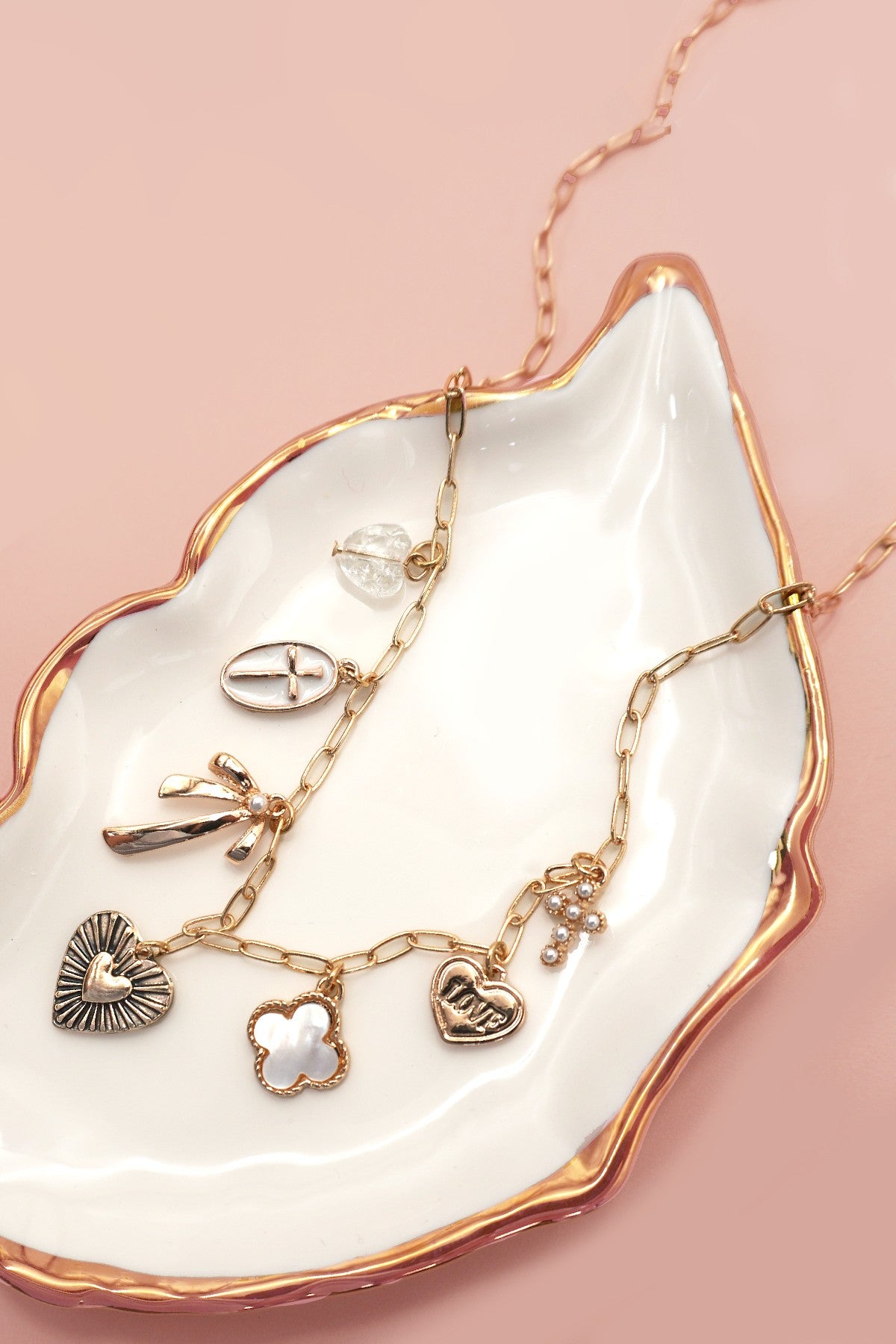 Charm Necklace - Clover Bow Cross Heart