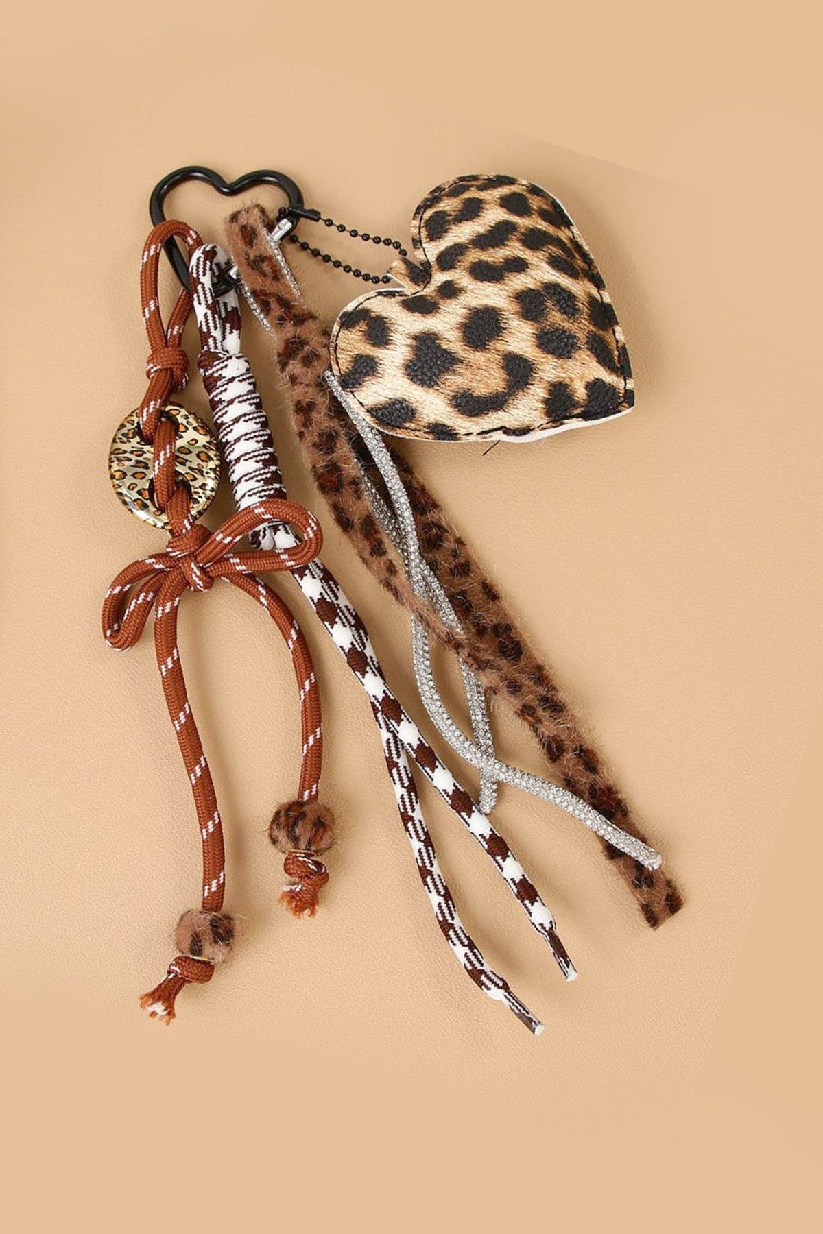 Leopard heart key chain fob