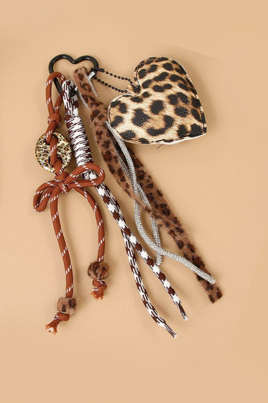 Leopard heart key chain fob