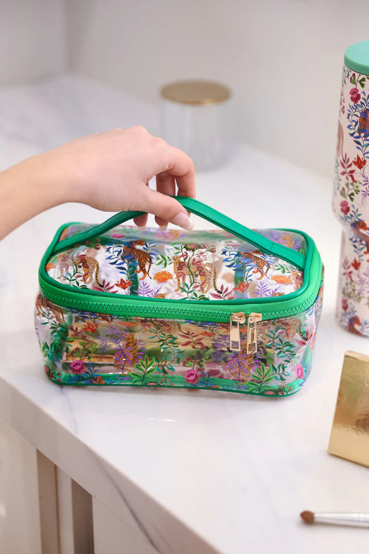 Jungle Oasis Zip Around Clear Cosmetic Bag
