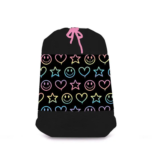 Black Drip Mesh Laundry Bag - Heart, Star, Smiley