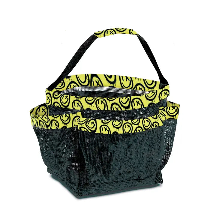 Mesh Shower Caddy - Black/Yellow Smiley