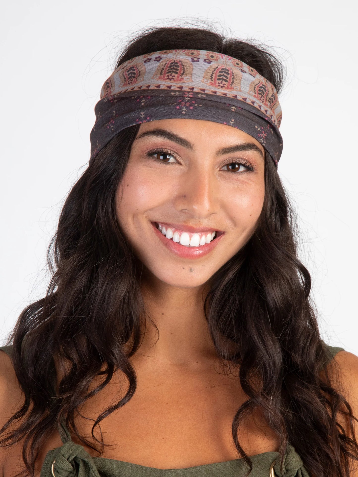 Half Boho Bandeau - Mocha Tulips