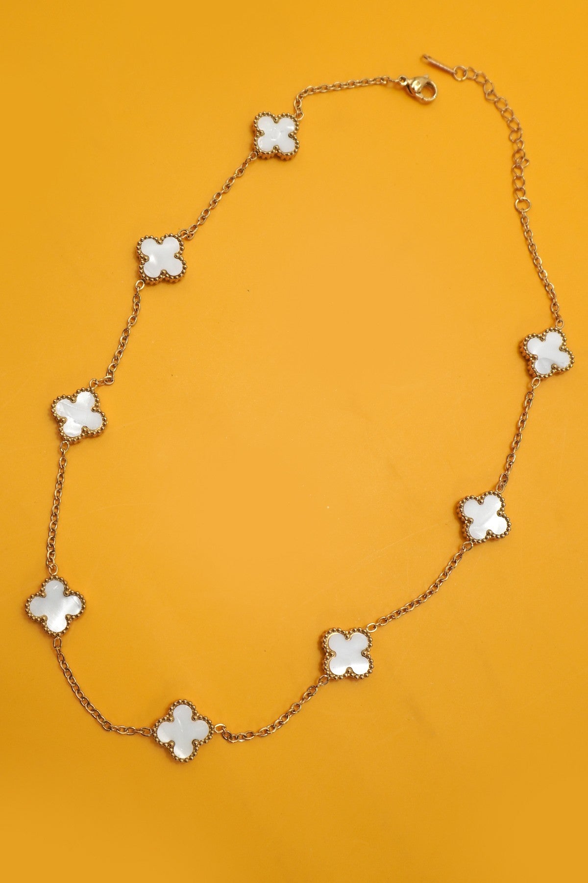 White Multi Clover Necklace