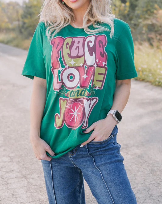 Peace Love and Joy Retro Tee - S M L XL