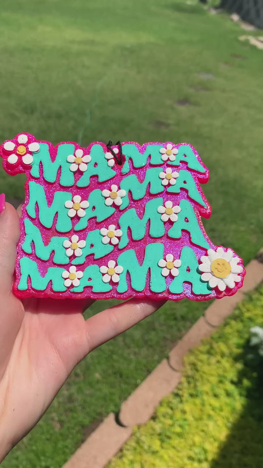 MAMA Colorful Freshie -  Pink With Turquoise Text