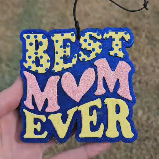 best mom ever freshie held against a green background