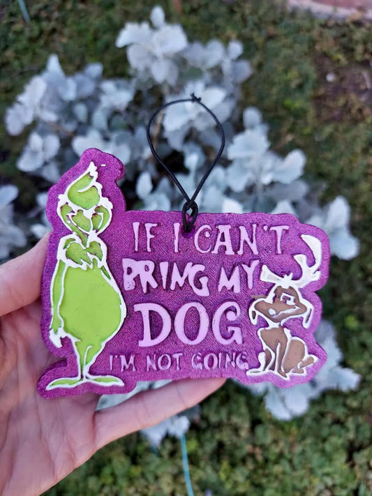 Grinch With Dog Freshie - Purple Background