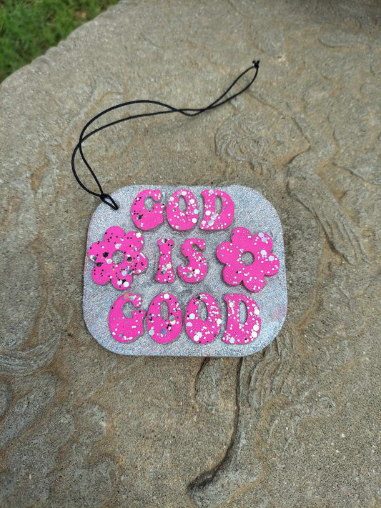 God Is Good Freshie - Pink Text