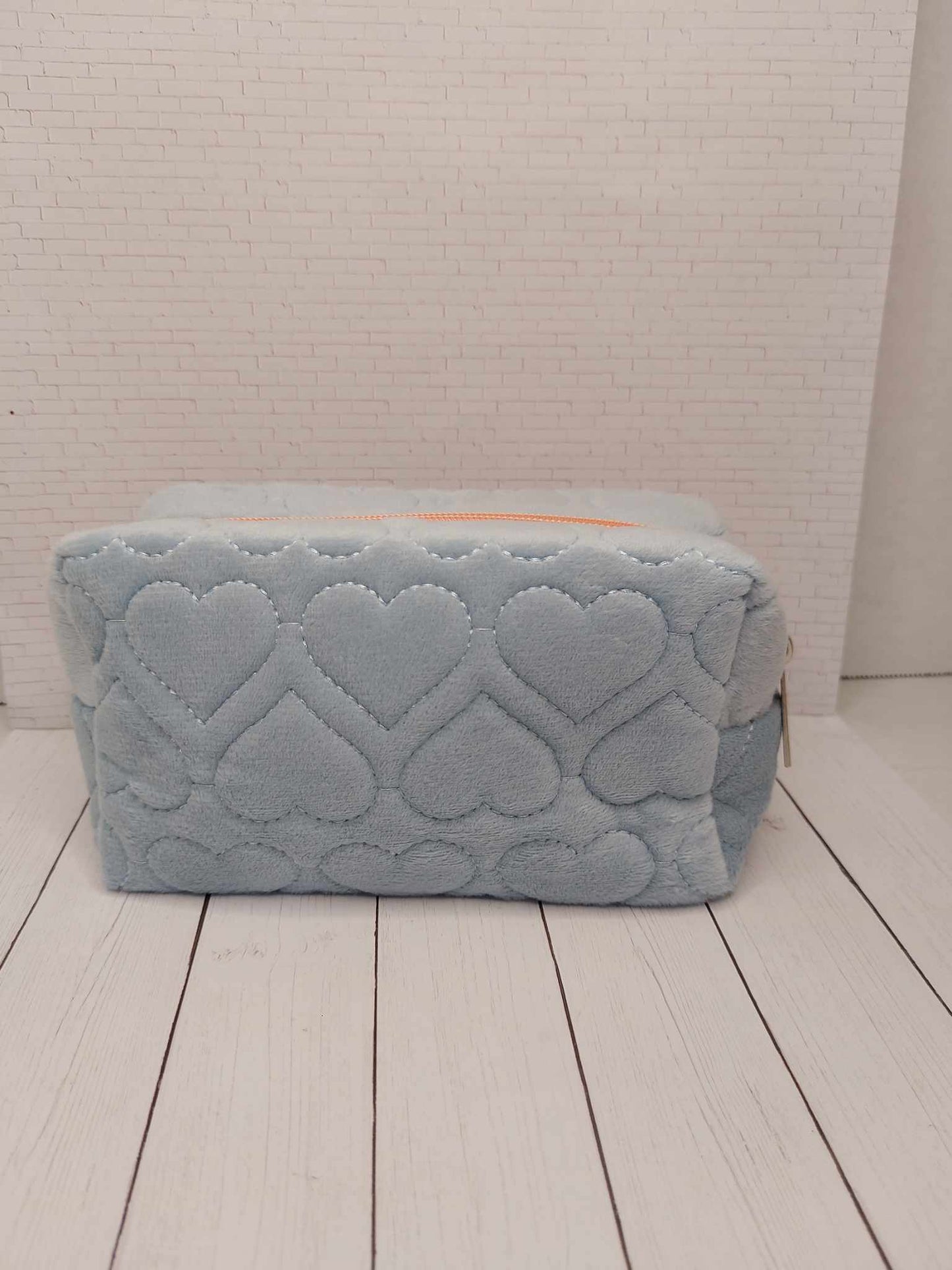 Quilted Heart Lightweight Cosmetic Bag - Pink or Blue