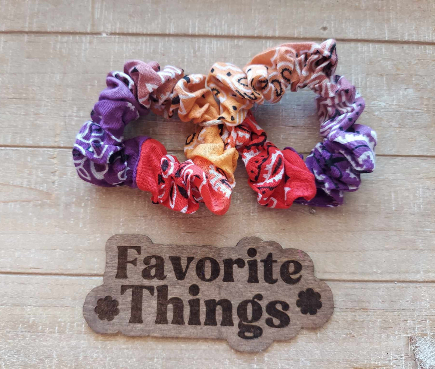 Ombre Tie Dye Vintage Print Bandana Scrunchie