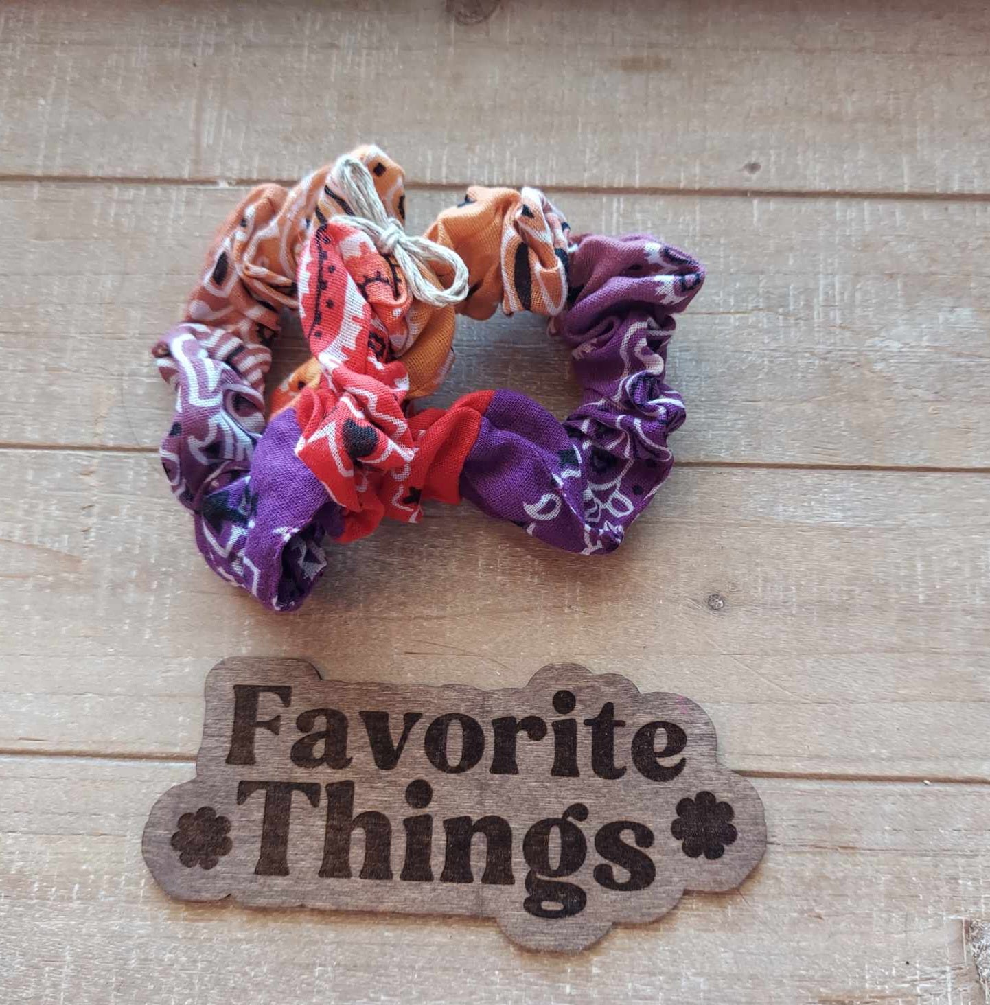 Ombre Tie Dye Vintage Print Bandana Scrunchie