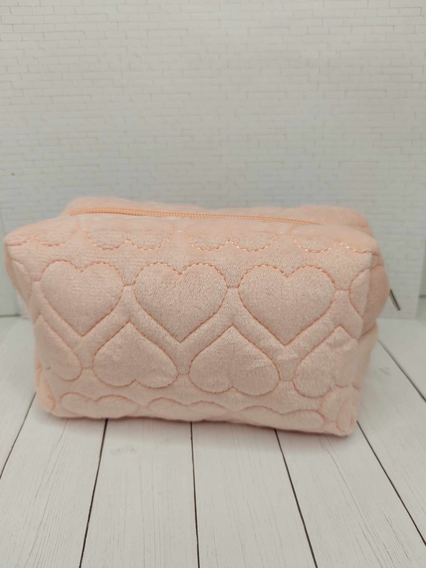 Quilted Heart Lightweight Cosmetic Bag - Pink or Blue