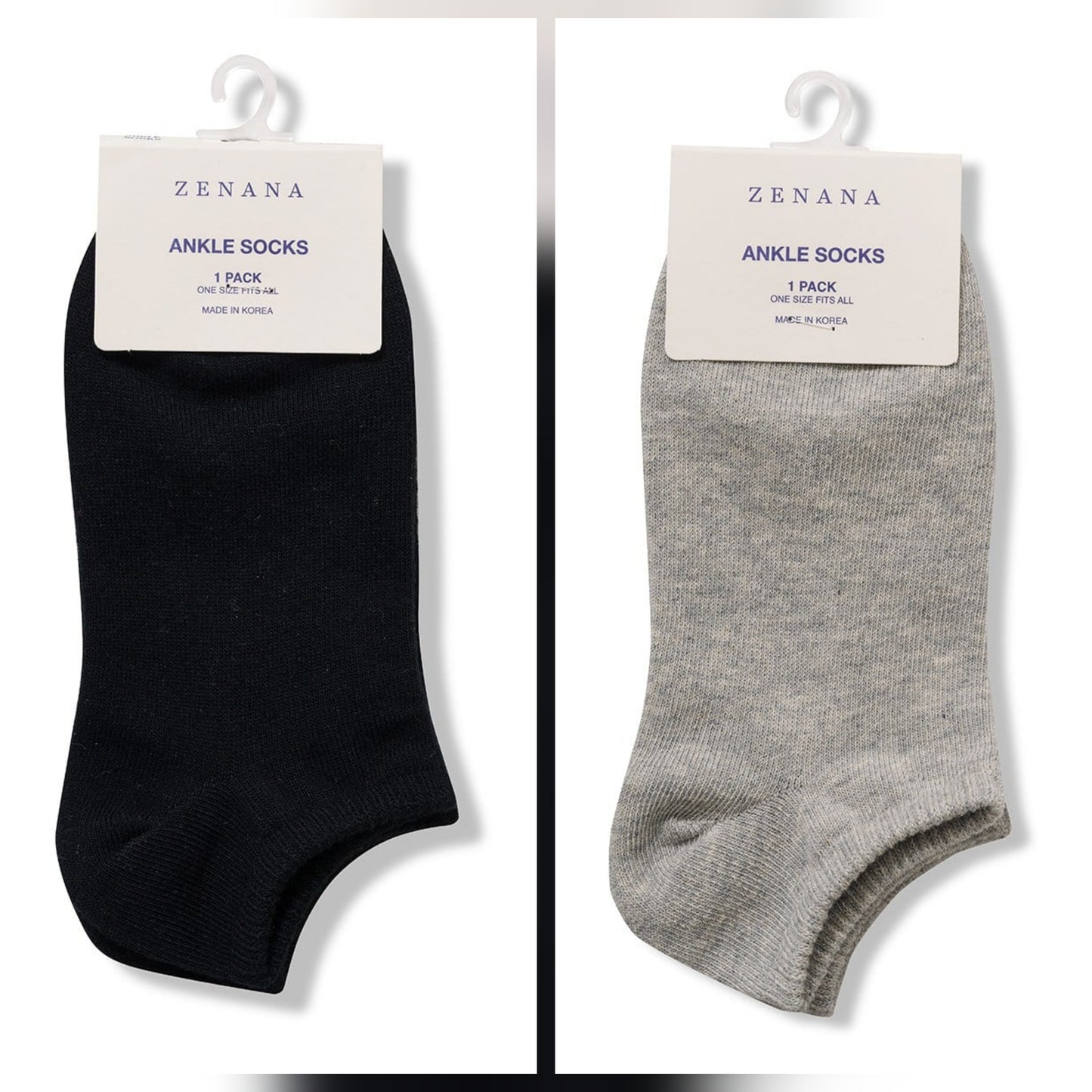 Black or Gray Solid Ankle Socks