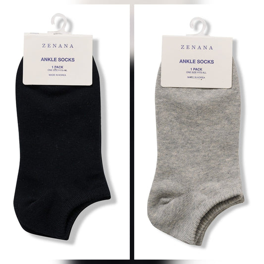 Black or Gray Solid Ankle Socks