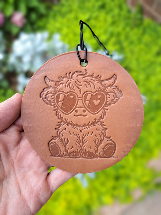 Tooled Hilghland Cow Freshie, Front