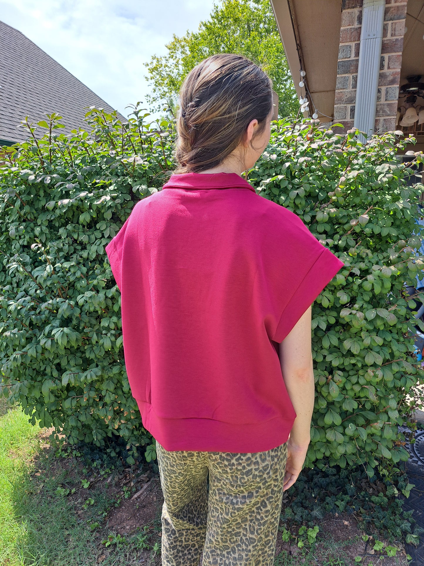 Burgundy Scuba Half Zip Top S/M and L/XL