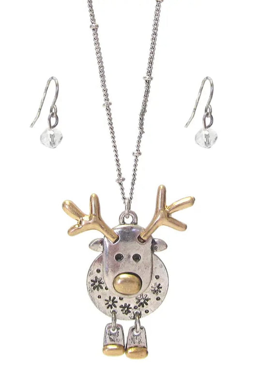 Rudolf Reindeer Pendant Necklace Set