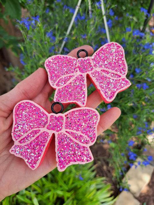 Pink Glitter Bow Vent Clip Freshies