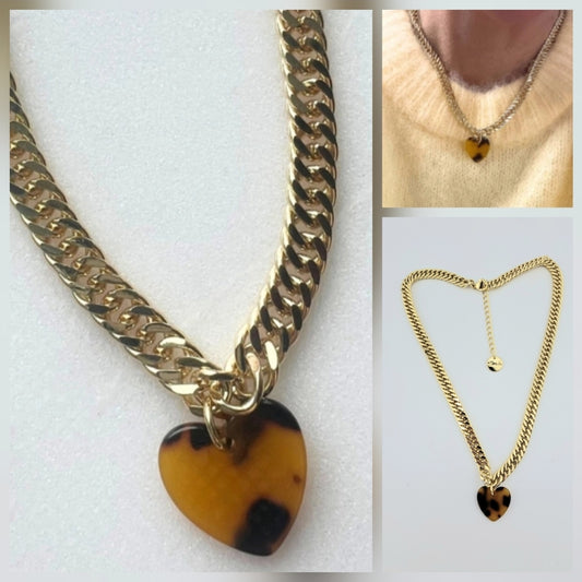 Tortoise Shell Heart Necklace