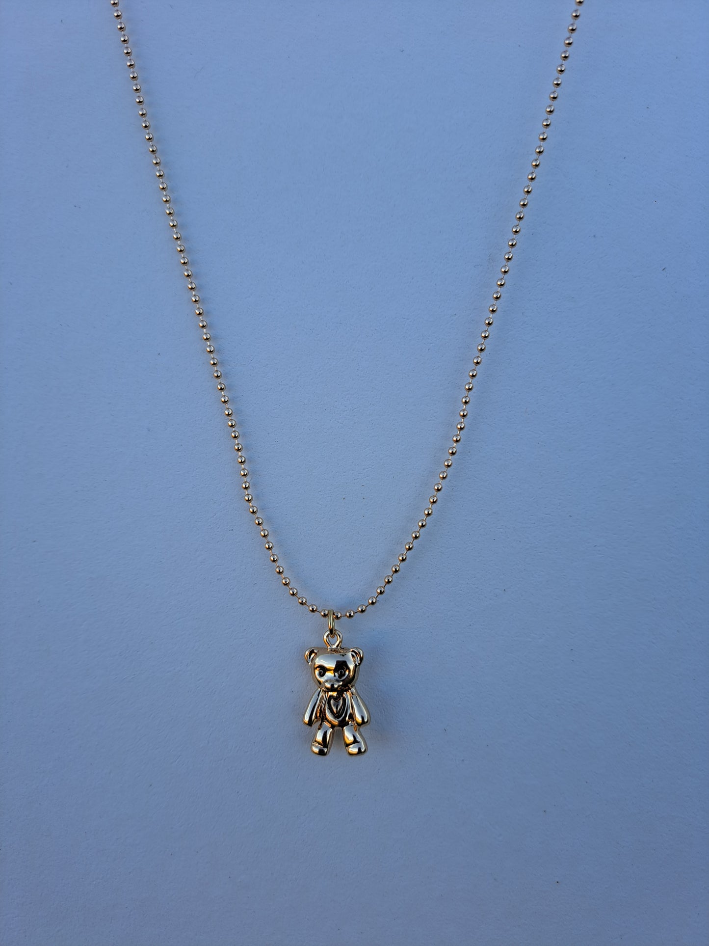 3D Bear Charm on Ball Chain Necklace