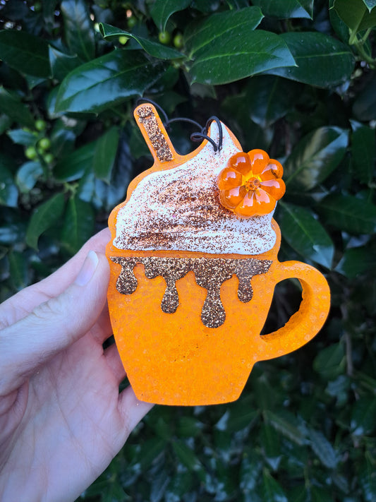 Mug With Whipped Cream Freshie & Pumpkin Charm