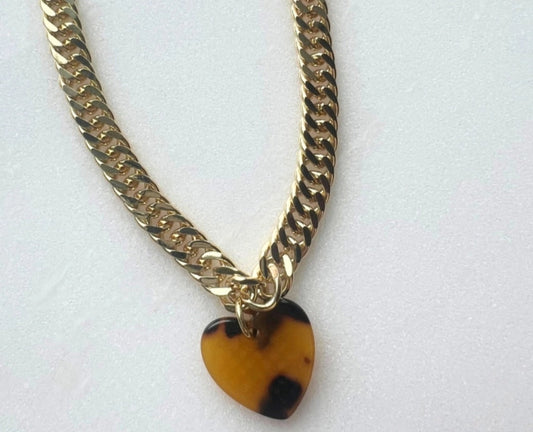 Tortoise Shell Heart Necklace