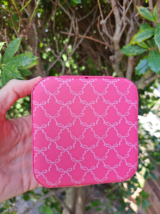Hot Pink with Bow Print Jewelry Organizer - Jewelry Box