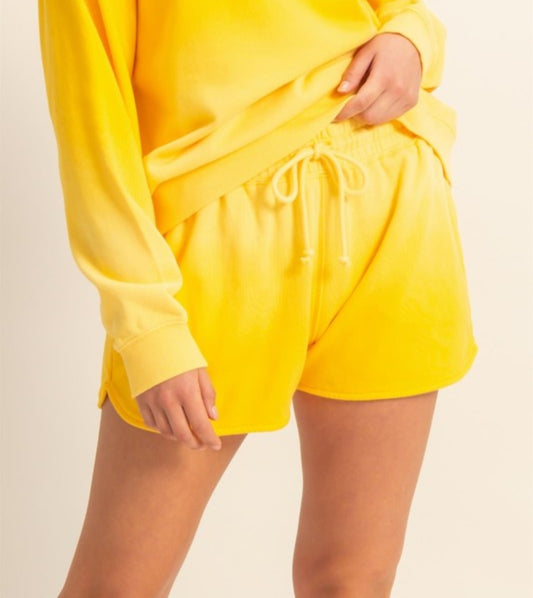 Yellow Ombre Elastic Waist Shorts