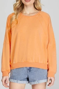 Tangerine French Terry Knit Top