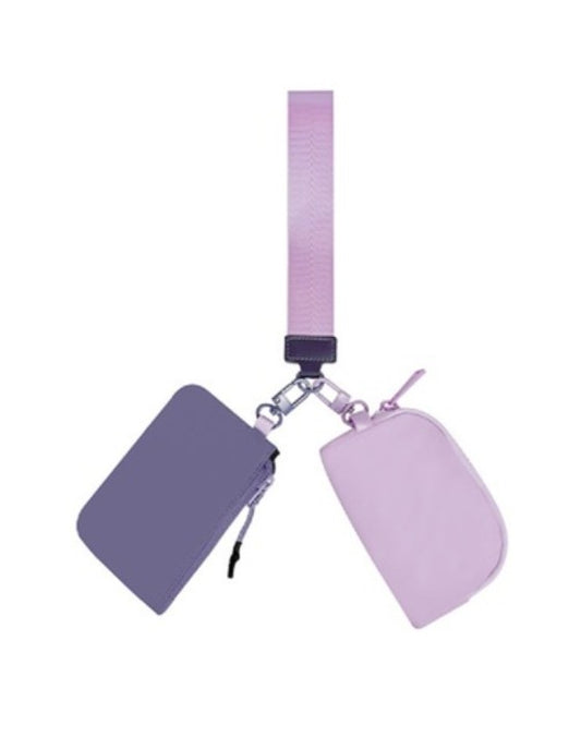 purple lavendar wristlet on a white background