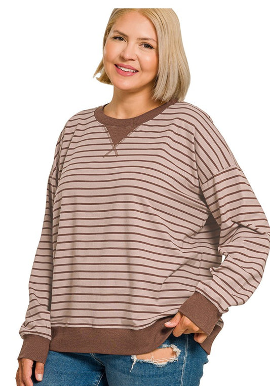 Ash Mocha and Brown Striped Top