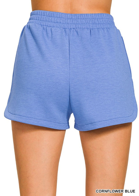 Blue Elastic Waist Scuba Shorts S M L
