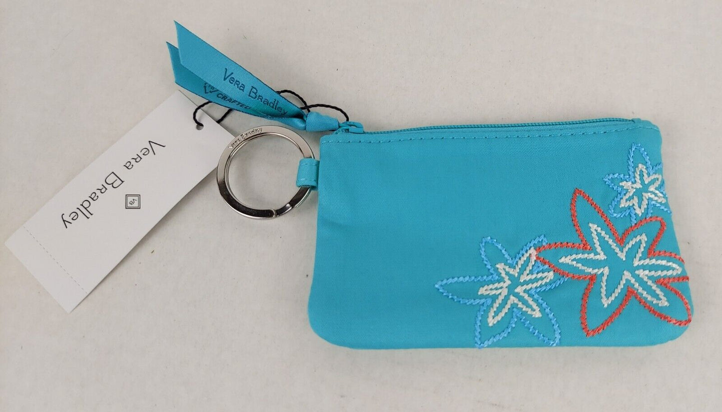 Zip ID Coin Purse - Mint Green Embroidered