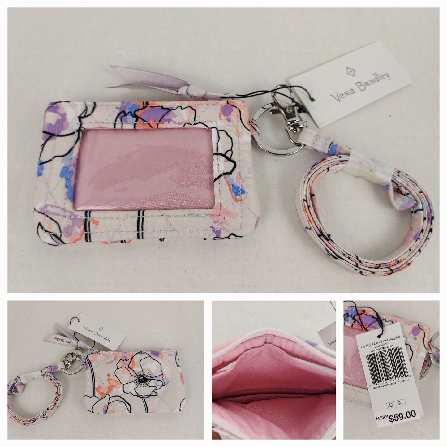 Zip ID & Lanyard - Anemone Watercolor Ultralight